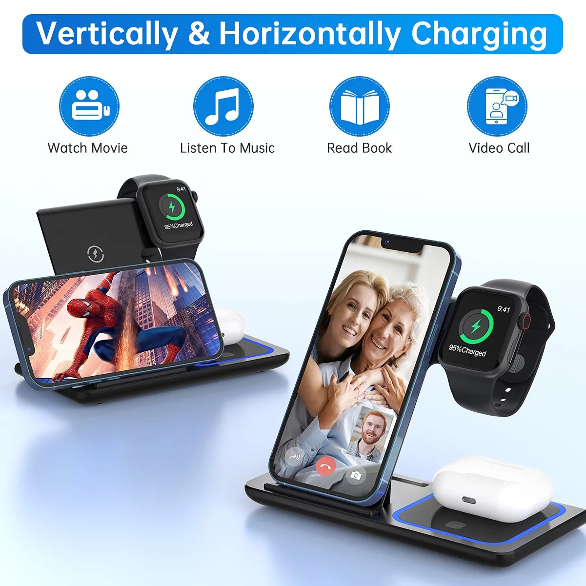 Wireless Charging Stand  (With QC3.0 Adapter)