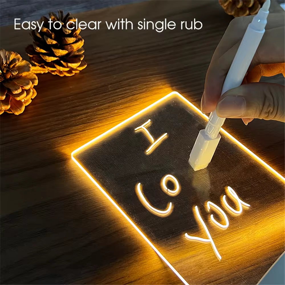 Transparent Acrylic Night Light Erasable Message Board 