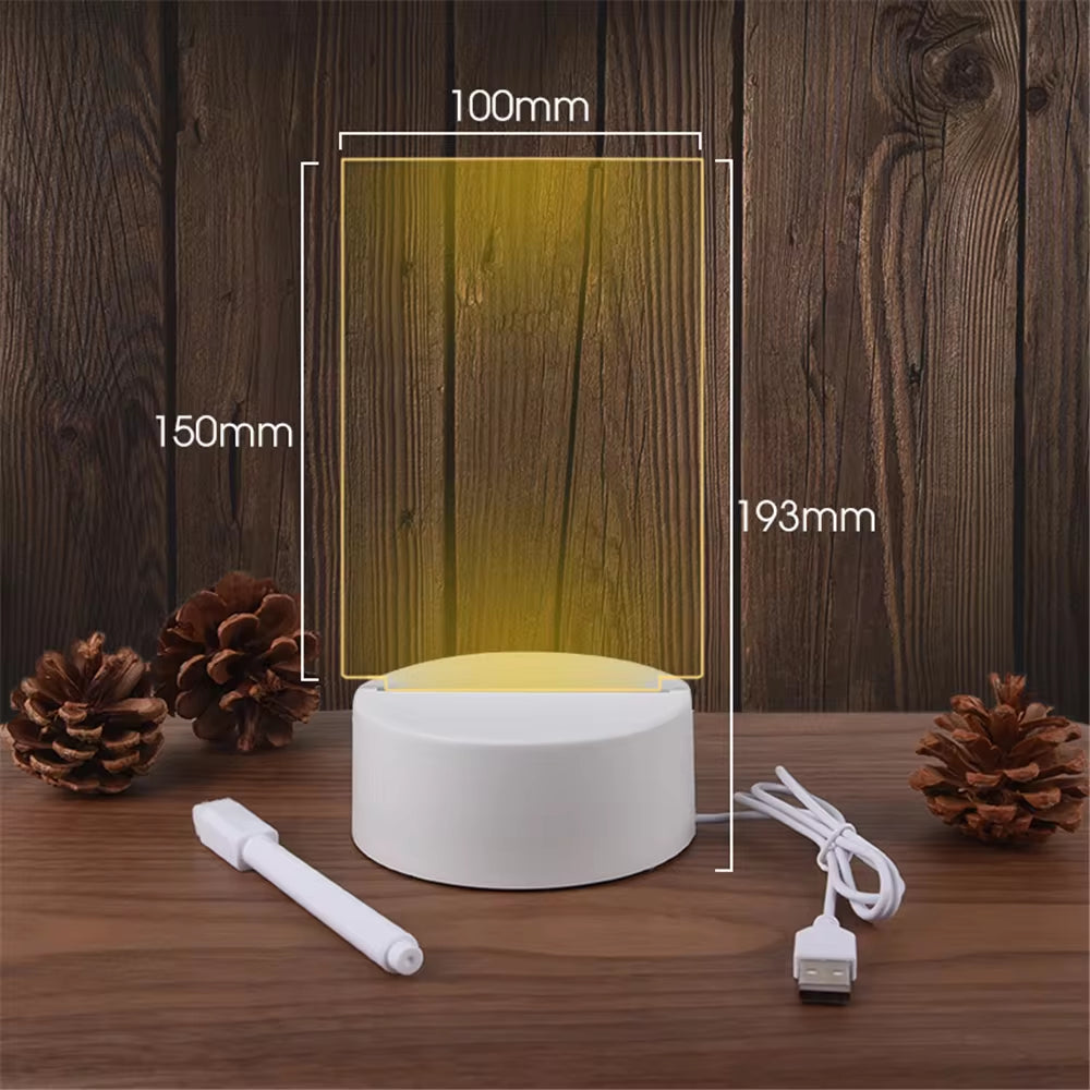 Transparent Acrylic Night Light Erasable Message Board 