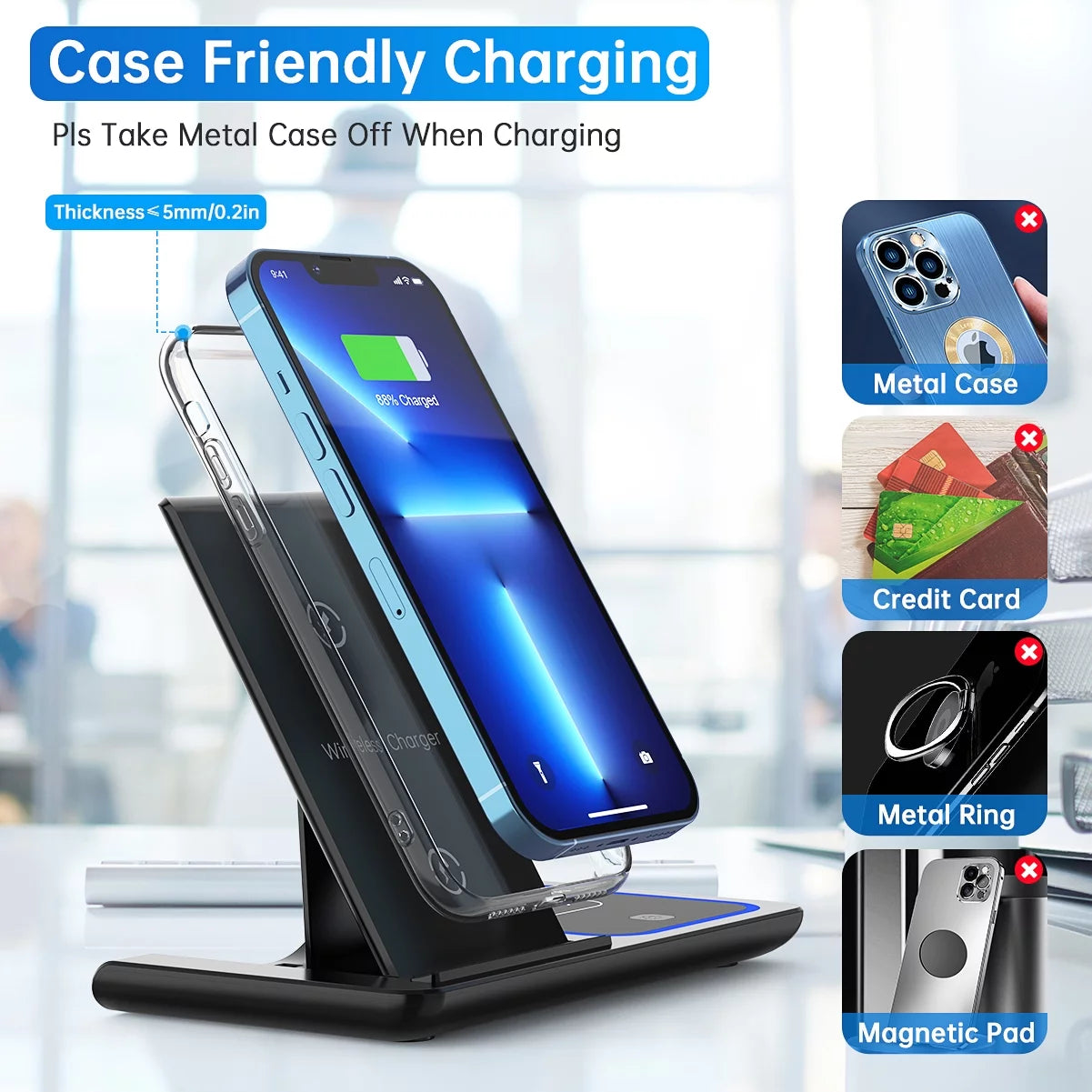 Wireless Charging Stand  (With QC3.0 Adapter)