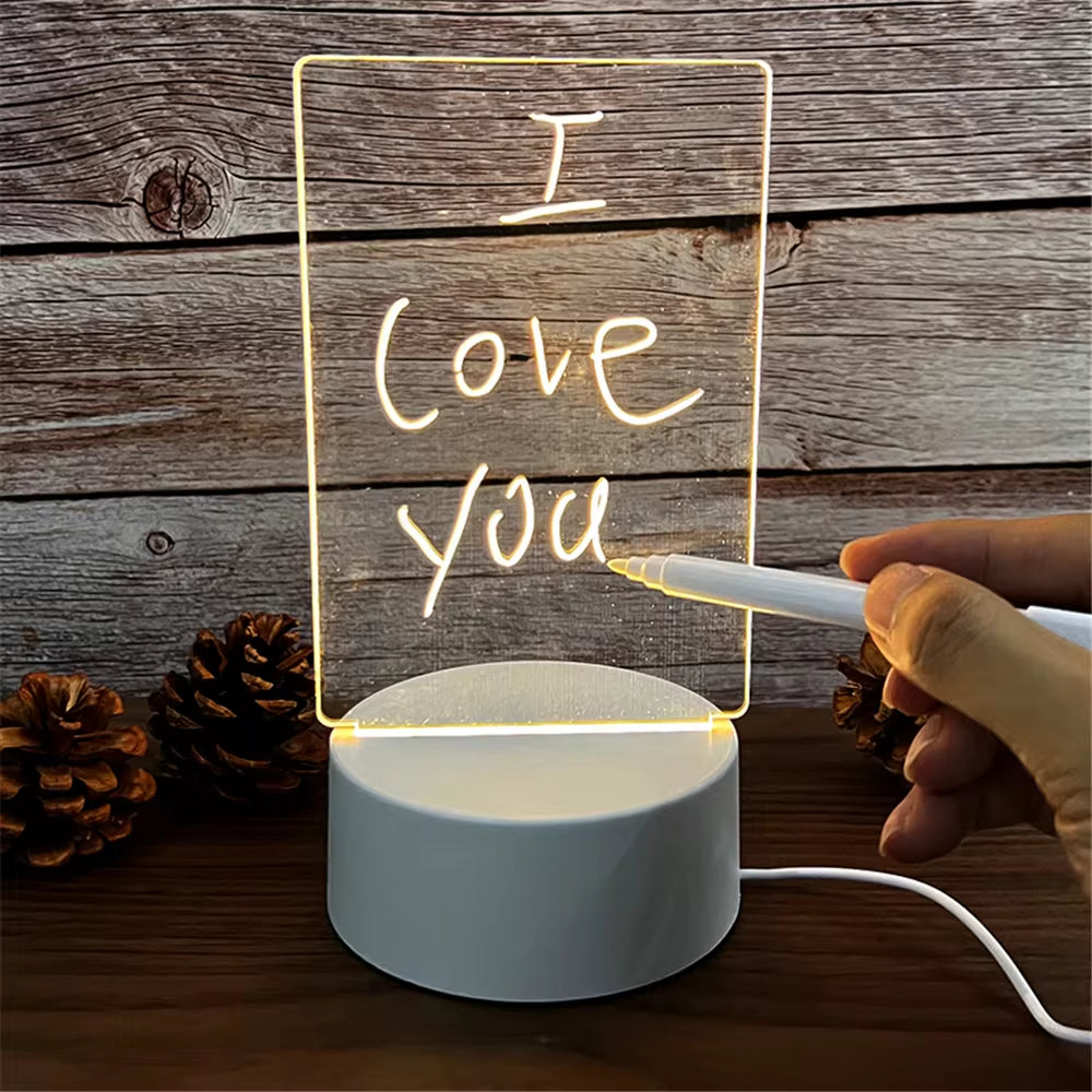 Transparent Acrylic Night Light Erasable Message Board 