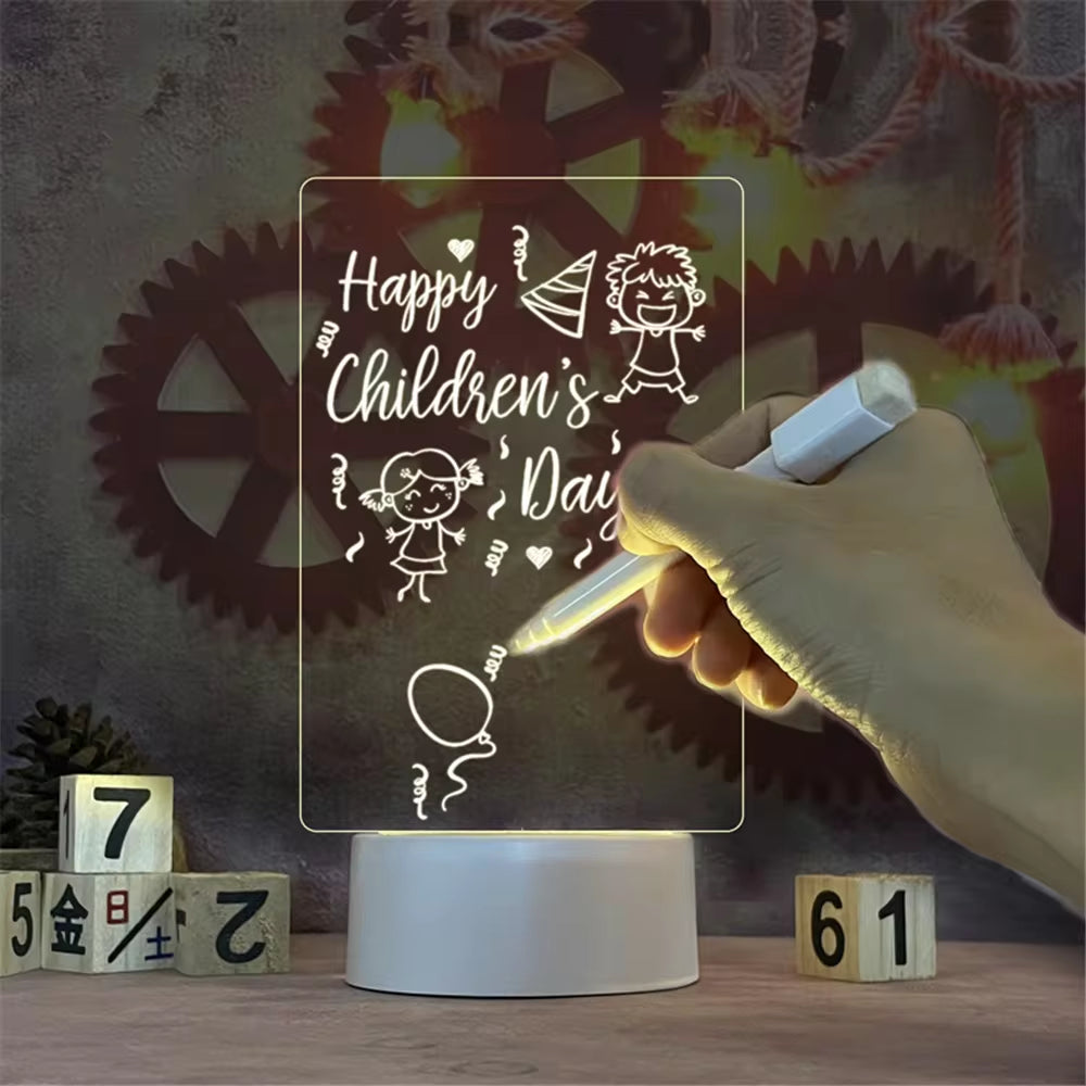 Transparent Acrylic Night Light Erasable Message Board 