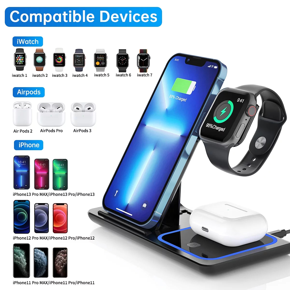 Wireless Charging Stand  (With QC3.0 Adapter)